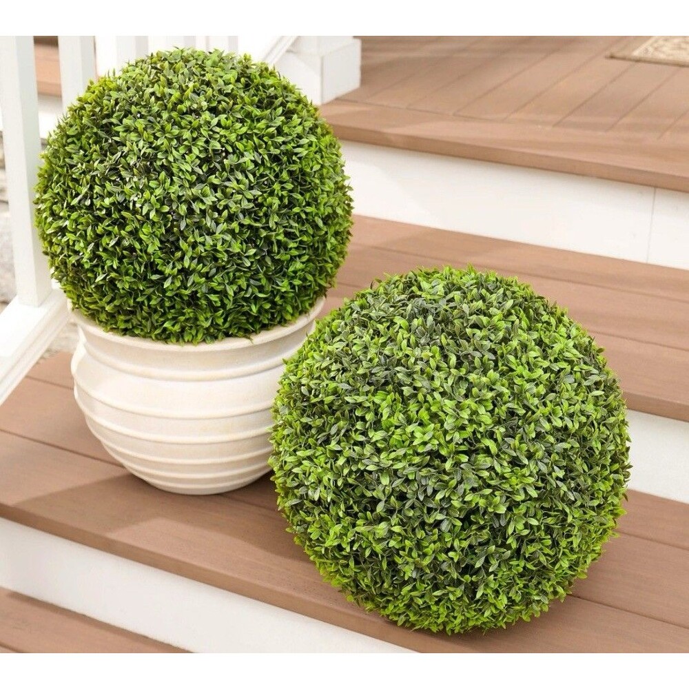 Wicker Park S/2 Oversized 15" Faux Floral Boxwood